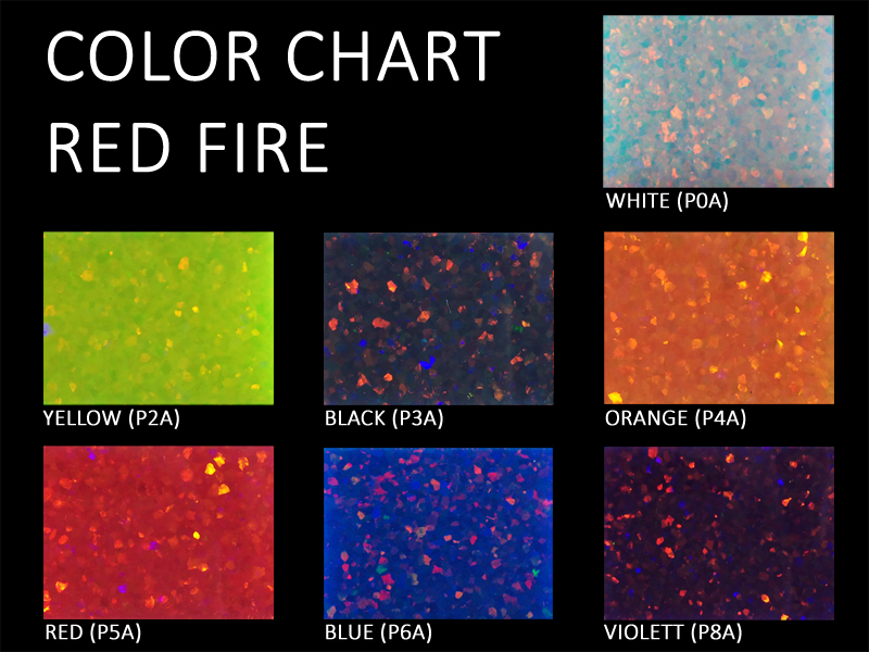 Lab Created Opals - Color Chart (Red Fire)